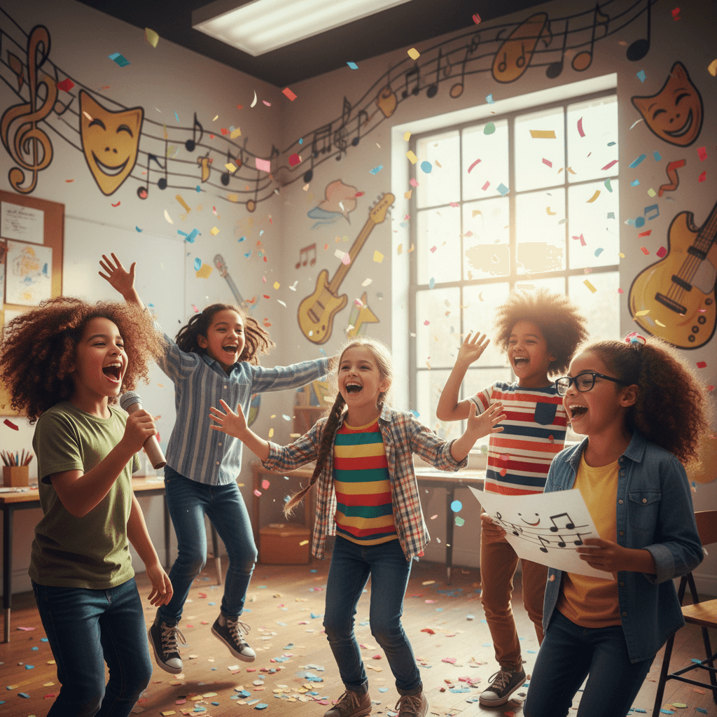 Children enjoying performing arts at school with Ablazers